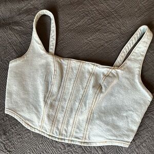 Light Wash Denim Bustier Tank Top